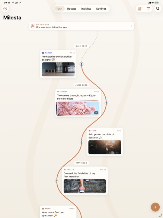 Milestone path on iPad