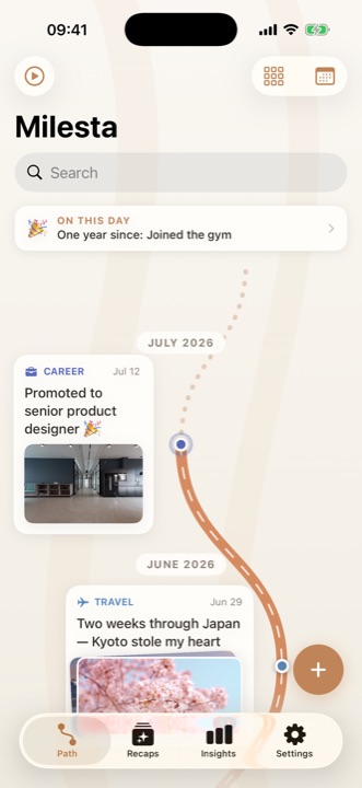 The winding milestone path on iPhone