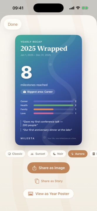 Wrapped-style yearly recap card