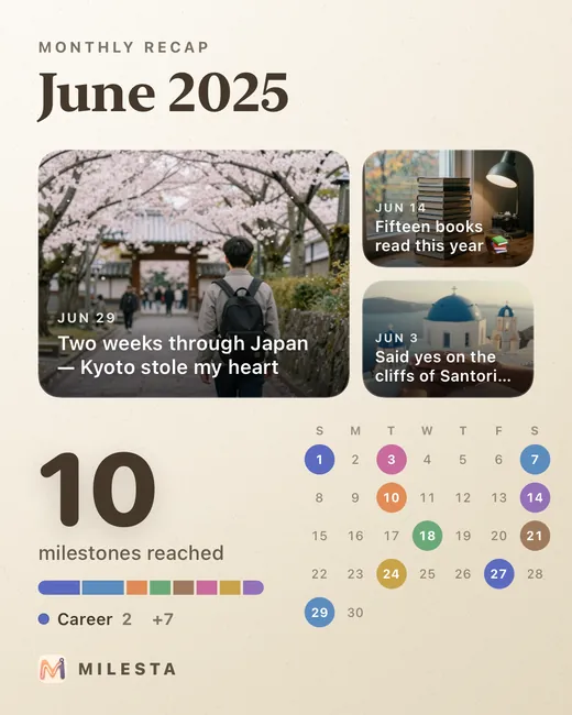 June 2025 monthly card, Linen style: the same month on light paper.